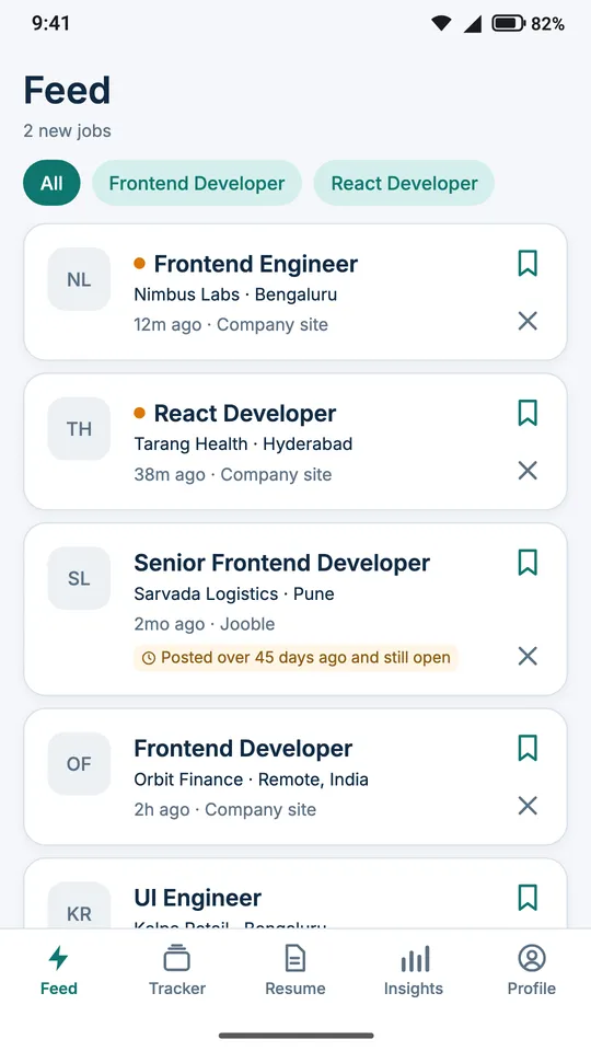 Job feed with the newest openings first