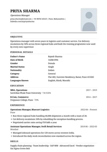 Bio-Data resume template