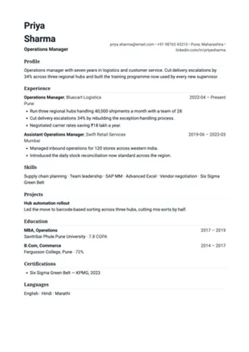 Consulting resume template: Serif headings over a sans body, achievements first.