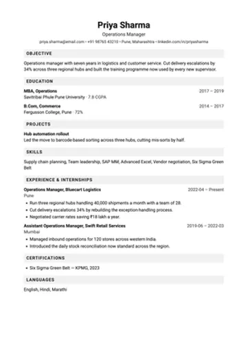 Fresher resume template