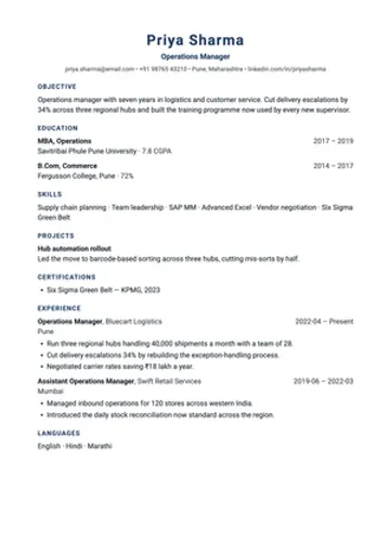 Internship resume template: One page, aimed at a single internship.