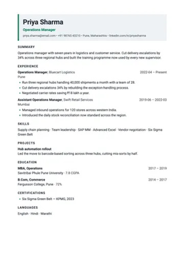 Mint resume template: A pale band behind your name that prints cleanly anywhere.