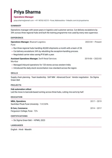 People resume template: A warm accent beside the name, for HR and recruiting.