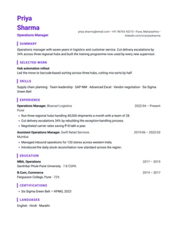 Portfolio resume template: Work samples first, employment after.