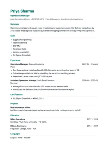 Quality resume template: Test tooling and coverage, plainly set out.