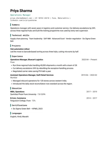 Technical resume template
