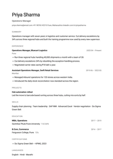 Whitespace resume template: No rules, no colour — size and spacing do the work.